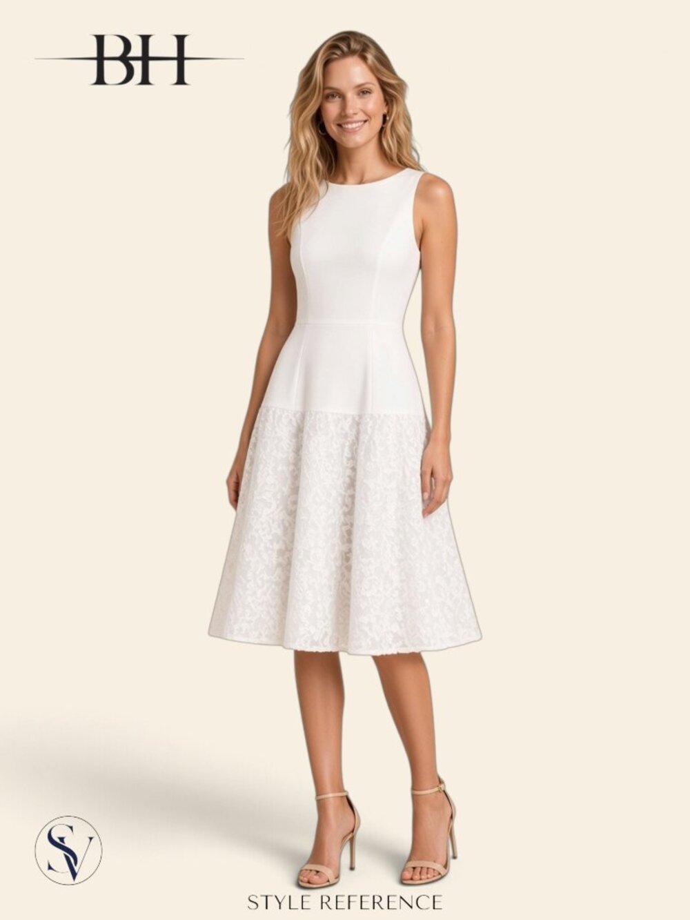 Black Halo White Lace Fit & Flare Dress Size 6 – Sleeveless Cocktail Dress